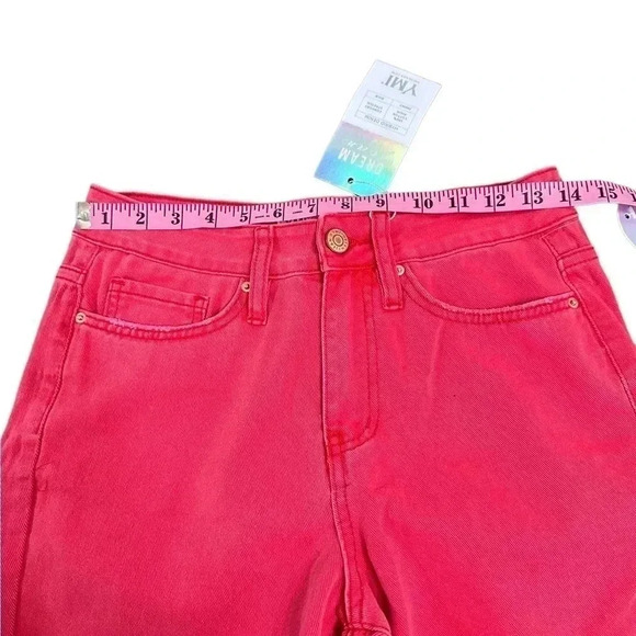 YMI Dream High Rise Mom Fit Ripped Distressed Red Jeans Juniors size 7 New - Picture 7 of 10